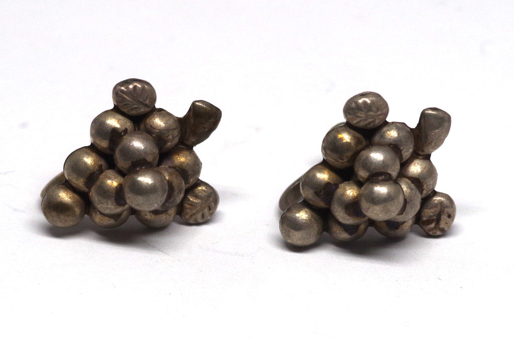 Mexican Sterling Silver Grape Screwback Earrings