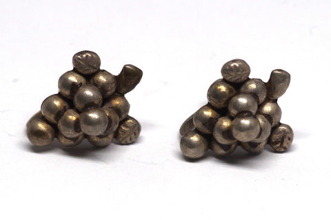 Mexican Sterling Silver Grape Screwback Earrings