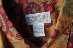 Stylish Banana Republic Orange Passionflower Cotton Aloha Shirt - Sz L
