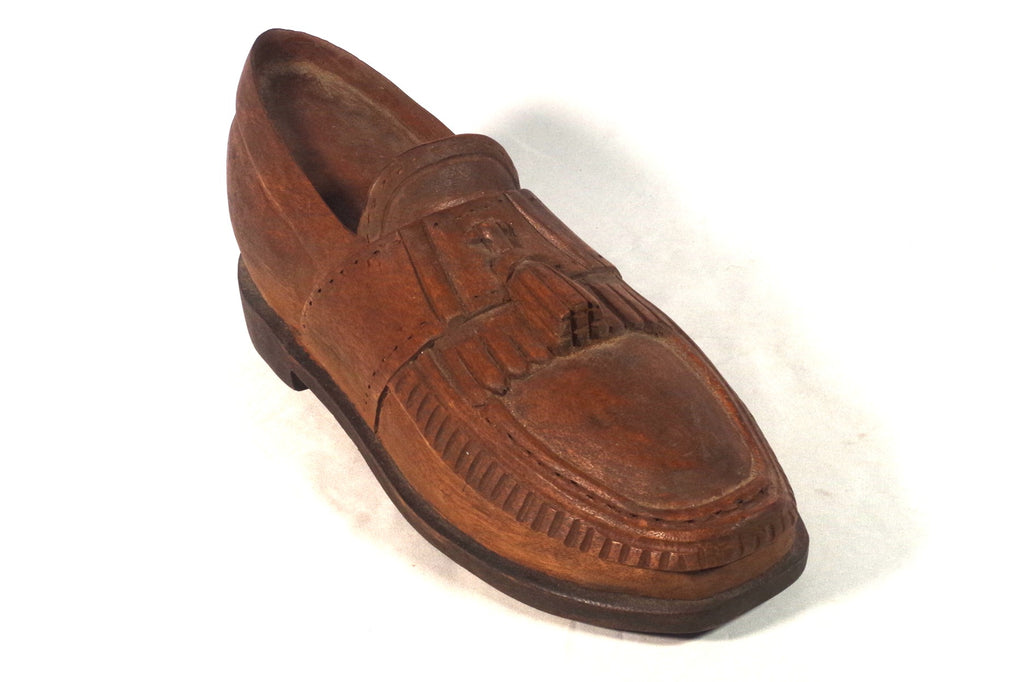 Large Carved Wooden Moccasin Sculpture
