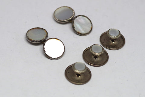 Classic Vintage Mother of Pearl Cufflink and Collar Stud Dress Set