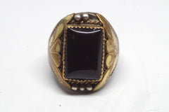 Bold Onyx Gold on Silver Native American Ring