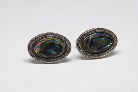 Elegant Silver and Mother of Pearl Oval Cufflinks