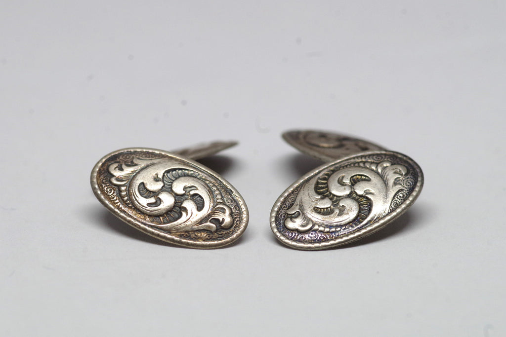 Baroque British Silver Cufflinks