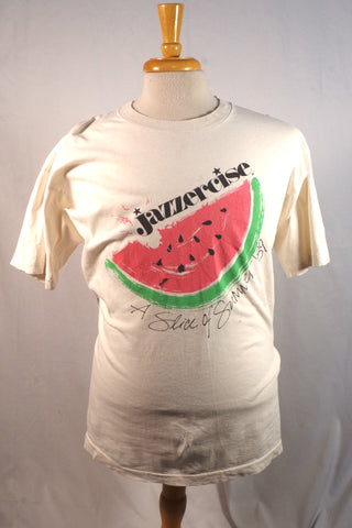 1989 "Jazzercise - A Slice of Summer '89" Watermelon Tee Shirt - Sz XL