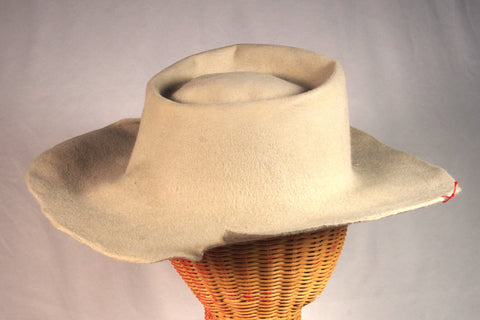 Vintage Gray Felt Western Hat - Sz ~7 3/8