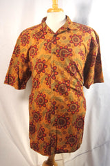 Stylish Banana Republic Orange Passionflower Cotton Aloha Shirt - Sz L