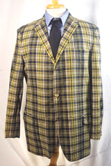 Vintage Steegan Yellow and Blue Plaid Madras Sport Coat - Sz 44L