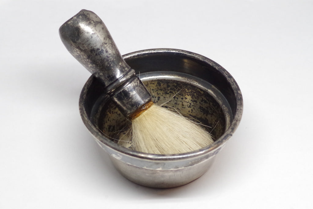 Vintage Silver Shaving Brush and Bowl
