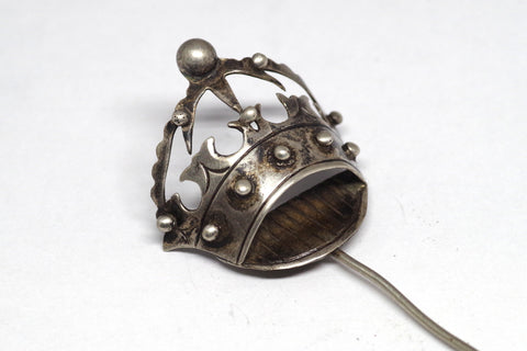 Large Mexican Silver Crown Stick Pin