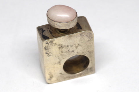 Modernist Mexican Sterling Silver and Rose Quartz Perfume Bottle