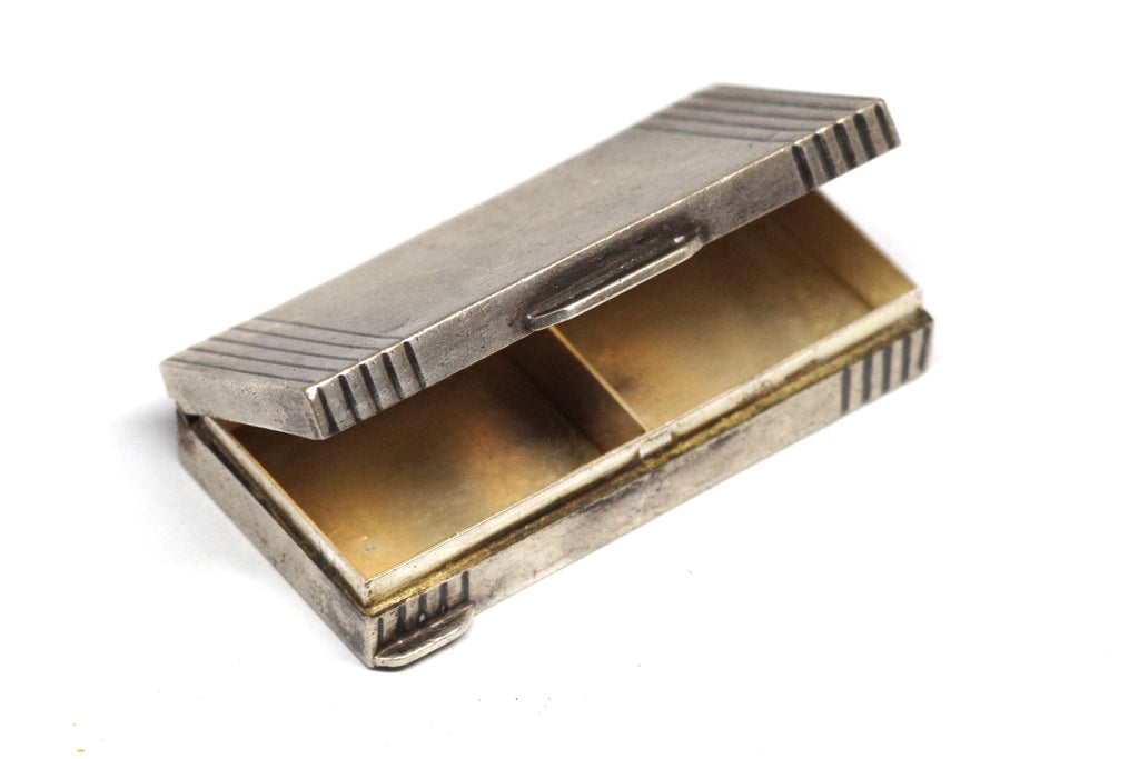 Elegant Rectangular Sterling Silver Pill Box