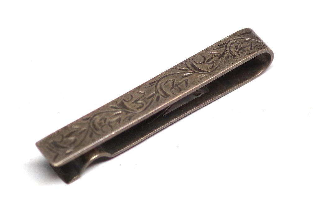 Thin Art Nouveau Sterling Silver Tie Clip