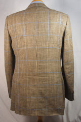 Fresh Ralph Lauren Polo Italian Brown Plaid Wool-Silk-Flax Sport Coat - Sz 42L