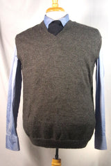 Unique Hand-Knit Gray Cashmere Sweater Vest - Sz ~44