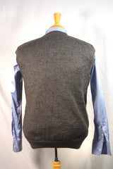 Unique Hand-Knit Gray Cashmere Sweater Vest - Sz ~44