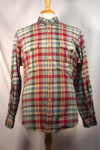 Rugged Ralph Lauren Polo Plaid Cotton Button-Down Shirt - Sz XL
