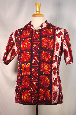 Authentic Vintage Red Ui-Maikai Cotton Aloha Shirt - Sz ~M