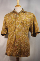 Amazing Banana Republic Yellow-Green Floral Patterned Aloha Shirt - Sz L