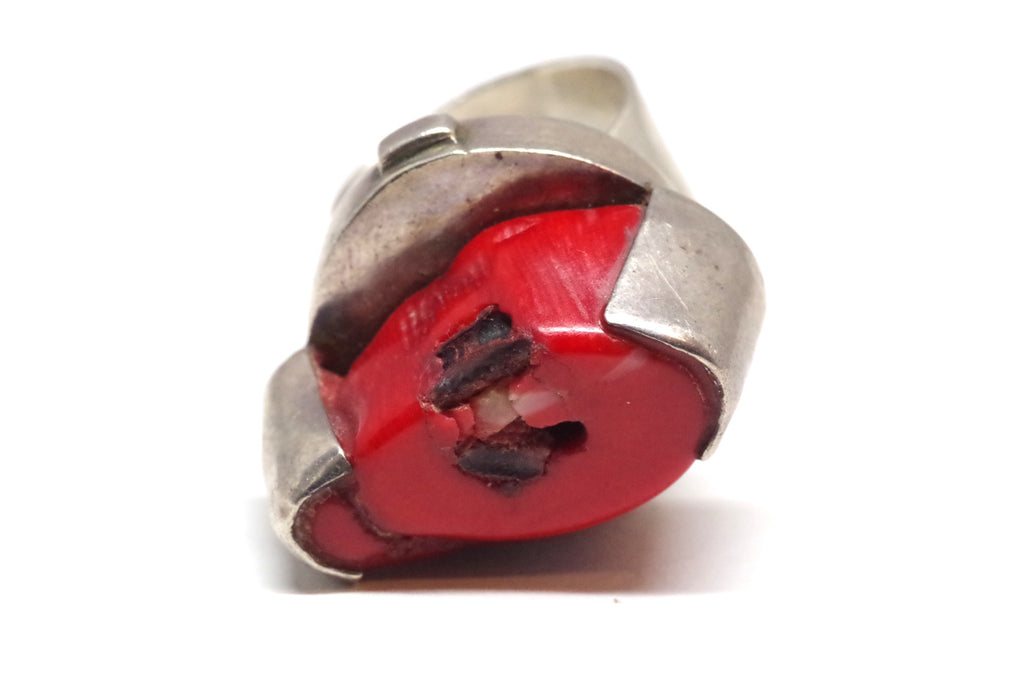 Bold Mexican Coral & Sterling Silver Ring