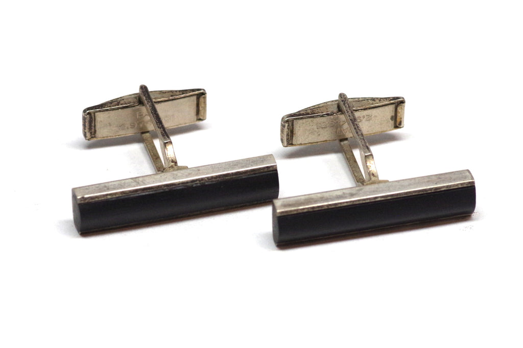 Modernist Black Sterling Silver Bar Cufflinks