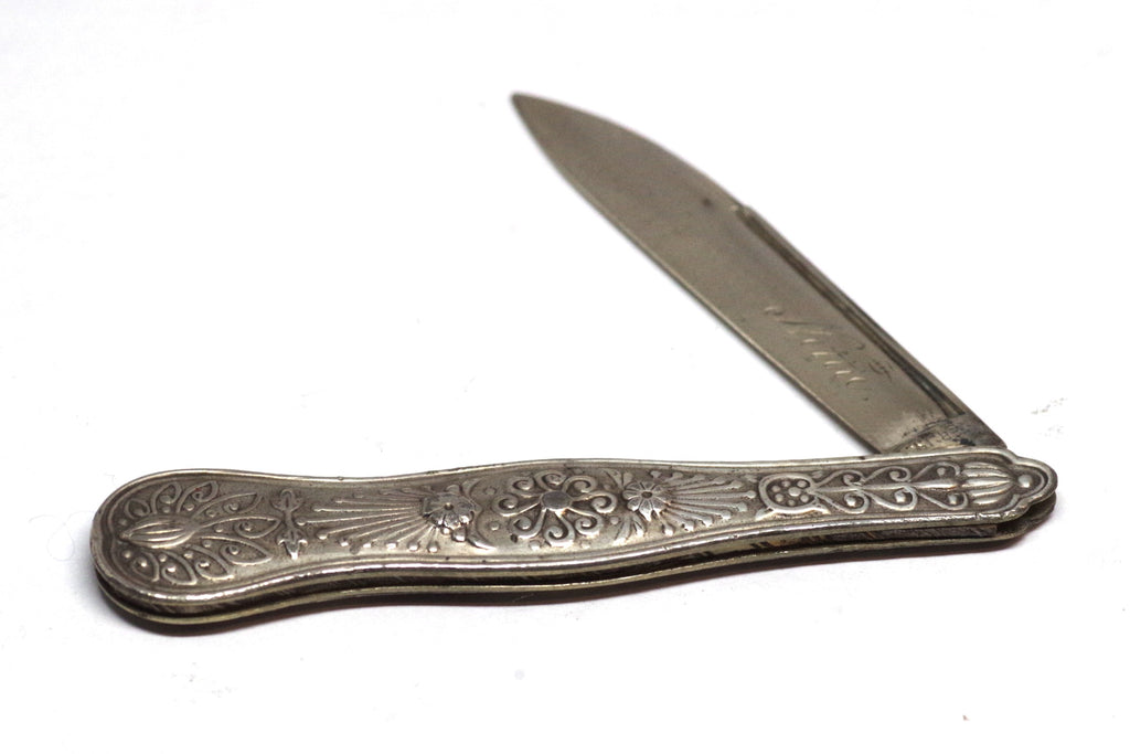 Elegant Patterned Sterling Silver Pocket Knife