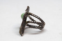 Delicate Southwestern Turquoise & Coral Silver Ring