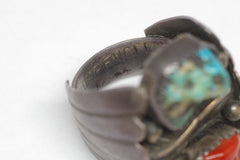 Navajo Turquoise and Coral Ring