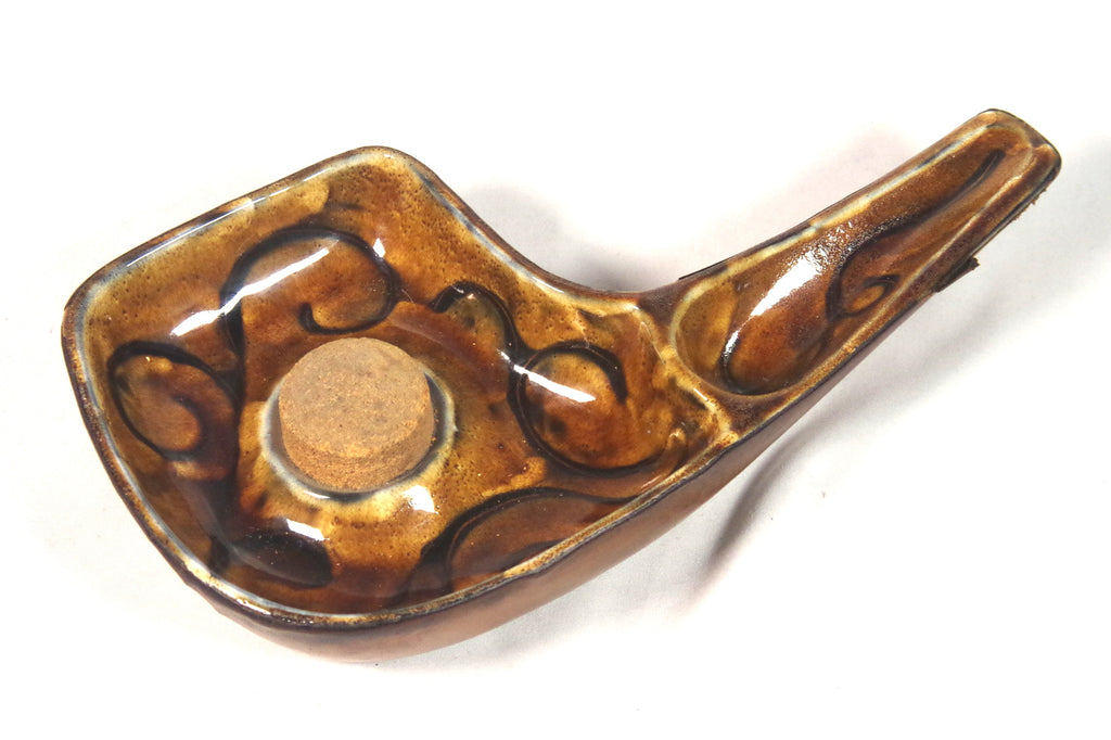 Swirly Midcentury Ceramic Pipe Stand and Ashtray
