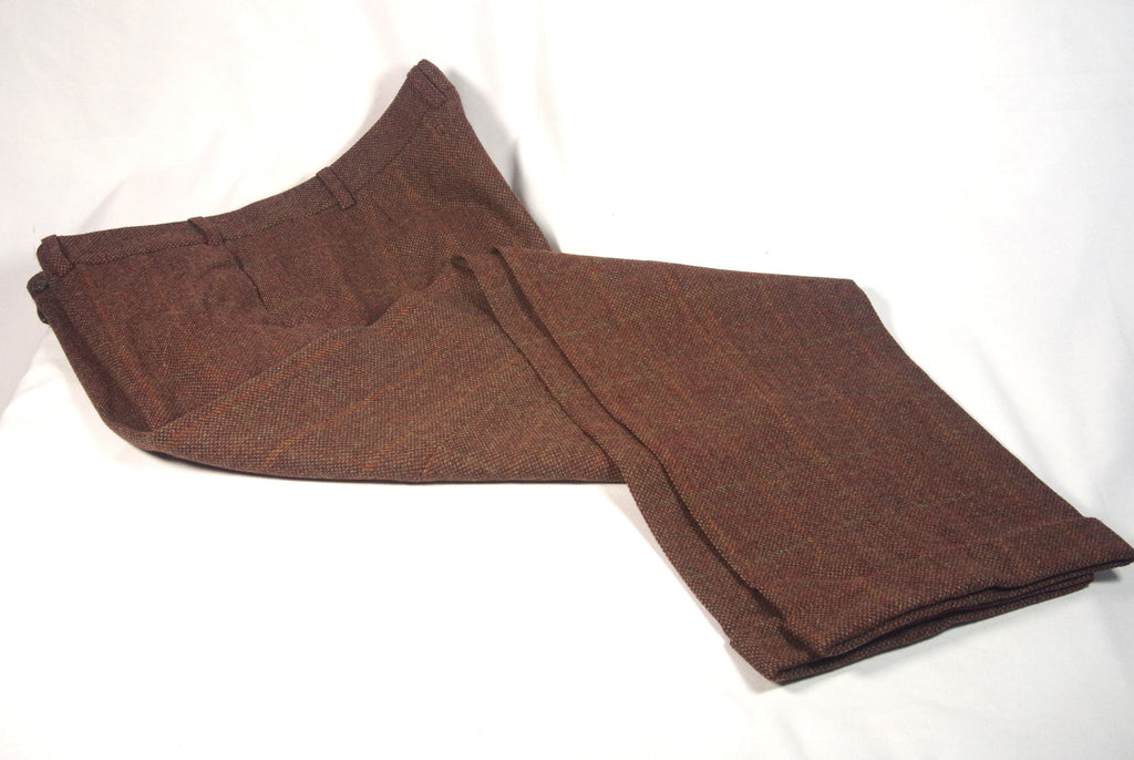 Handsome Walker Slater Brown Plaid Wool Trousers - Sz 38