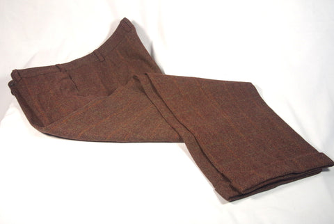 Handsome Walker Slater Brown Plaid Wool Trousers - Sz 38