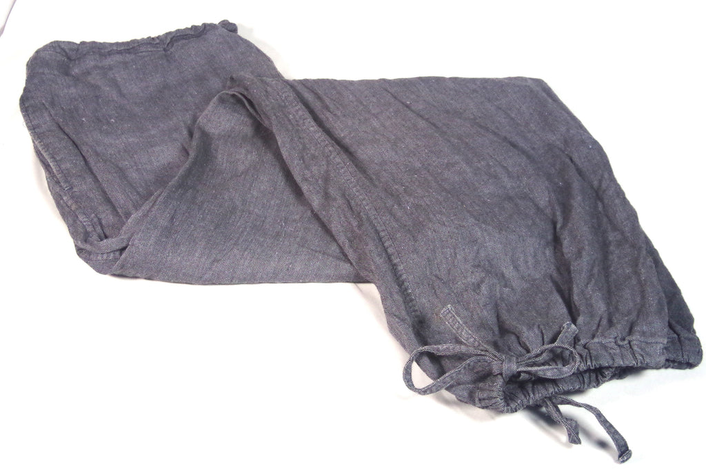 Lightweight Takuji Suzuki Blue Linen-Viscose Drawstring Pants - Sz 5 (44)