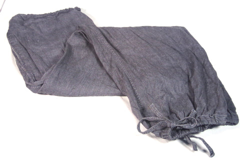 Lightweight Takuji Suzuki Blue Linen-Viscose Drawstring Pants - Sz 5 (44)