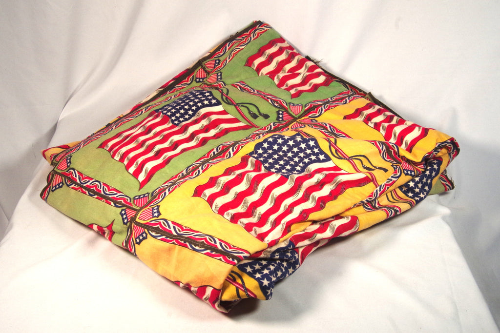 Antique American Flag Tobacco Rug Patchwork Blanket