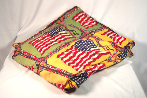 Antique American Flag Tobacco Rug Patchwork Blanket