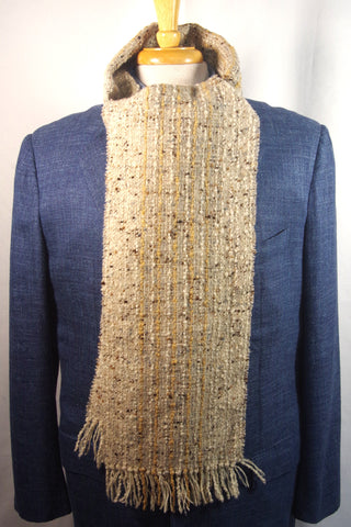 Studio Donegal Irish Beige Handcrafted & Handwoven New Wool Scarf