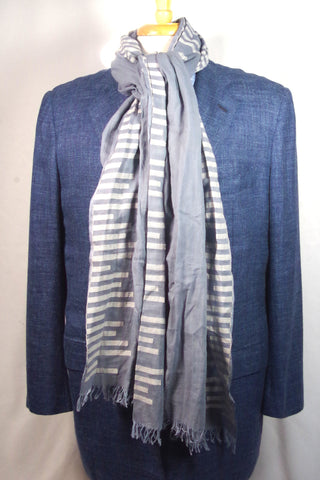 Beautiful Blue-Gray Linen Modernist Scarf