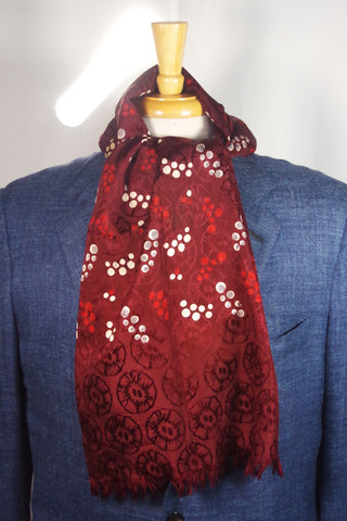 Bullock's Maroon Floral and Dotted Silk Scarf