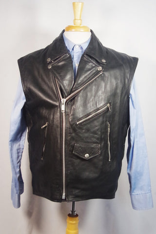 Harley Davidson Santa Ana Black Leather Biker Vest - Size 44