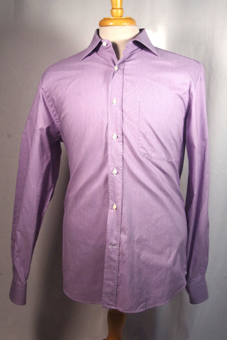 Breuer Italian Purple Pinstriped Cotton Dress Shirt - Sz 17 (43)