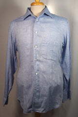 Beautiful Loro Piana Blue Linen Dress Shirt - Sz XXL