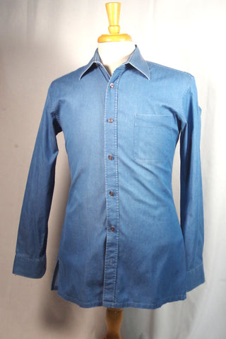 Rustic Charvet Paris Blue Cotton Dress Shirt - Sz 15