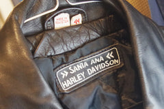Harley Davidson Santa Ana Black Leather Biker Vest - Size 44
