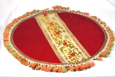 Bold Vintage Round Red Mexican Altar Cloth