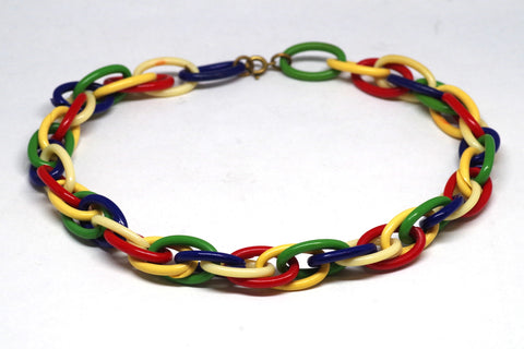1930s Mexican Rainbow Celluloid Necklace