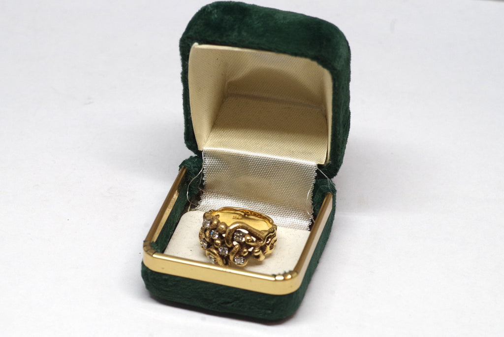 Beautiful 14kt Gold Nugget Diamond Ring