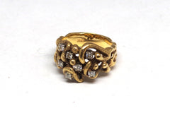 Beautiful 14kt Gold Nugget Diamond Ring
