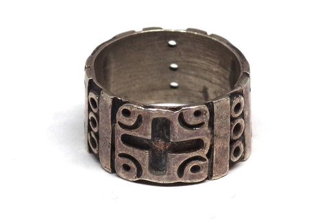 Gorgeous Vintage Taxco Cross-Patterned Sterling Silver Ring