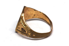 Classic 1/10 14kt Gold Shell Mexican Shield Class Ring