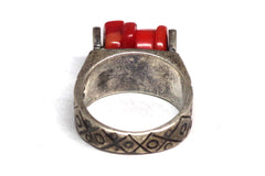 Attractive Mexican Coral & Sterling Silver Ring